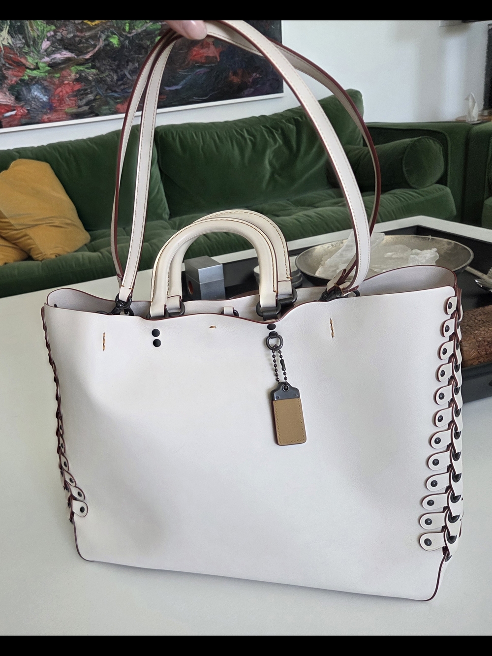 RARE Pristine Coach 1941 Rogue Tote with Link Detail in Chalk White Style 86810